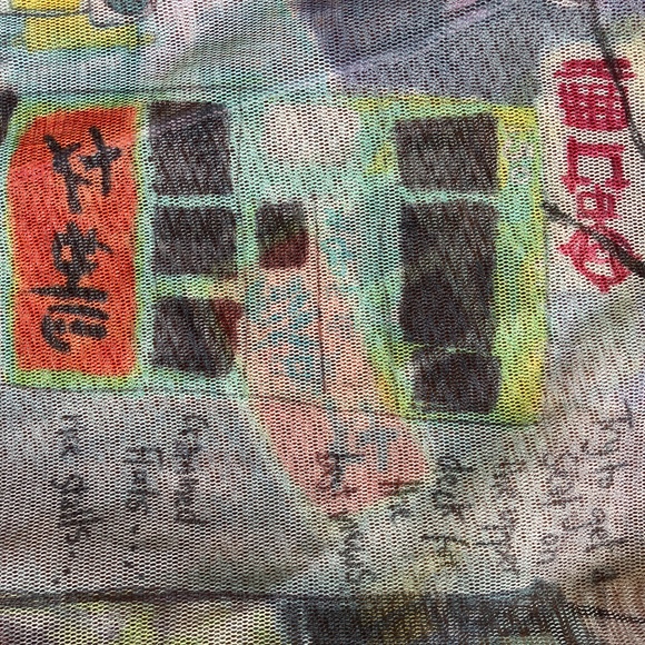 Y2K Xhilaration Mesh Multicolor Sheer Long Sleeve Top - Picture 5 of 7